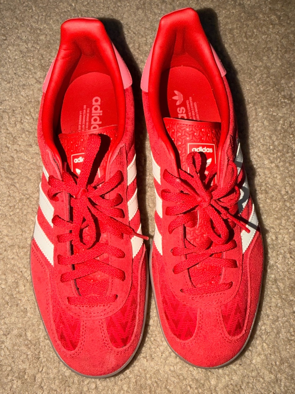 adidas Red and White Classic Low-Top gazelle Sneakers